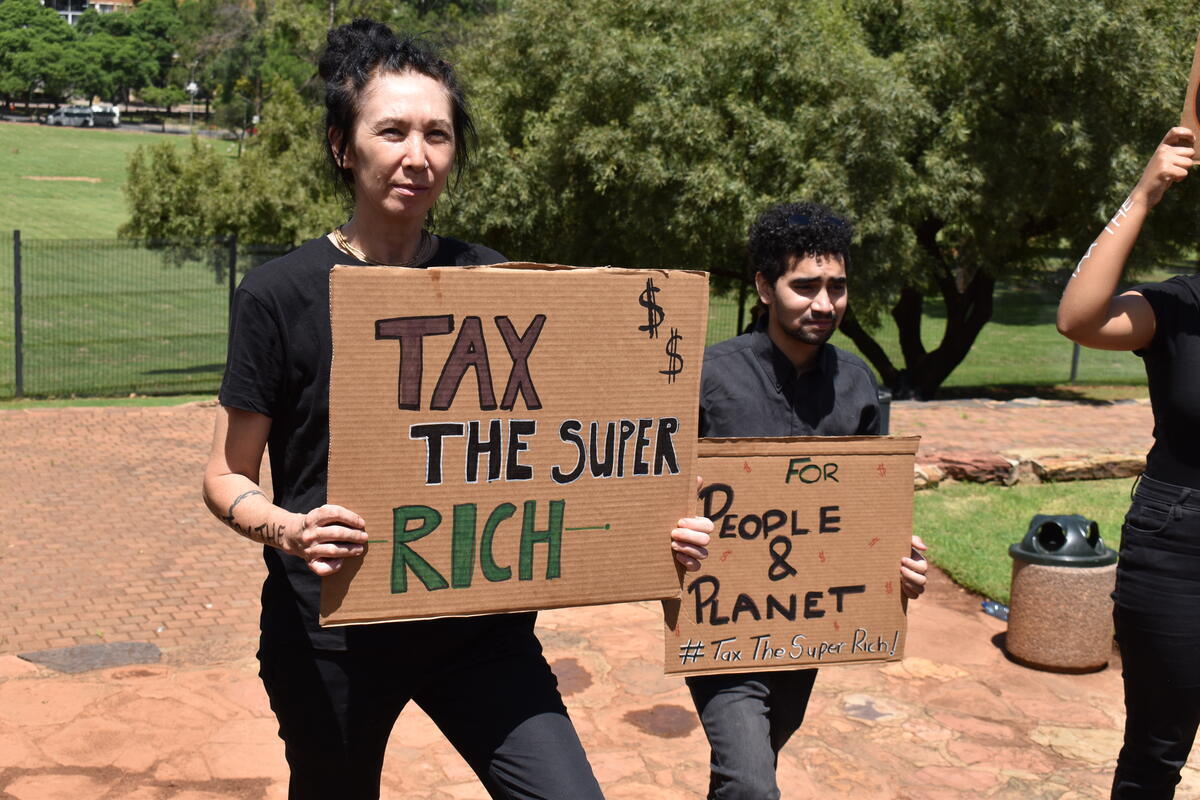 G20 - Tax The Super Rich - Action in Pretoria. © Natanya Harrington / Greenpeace