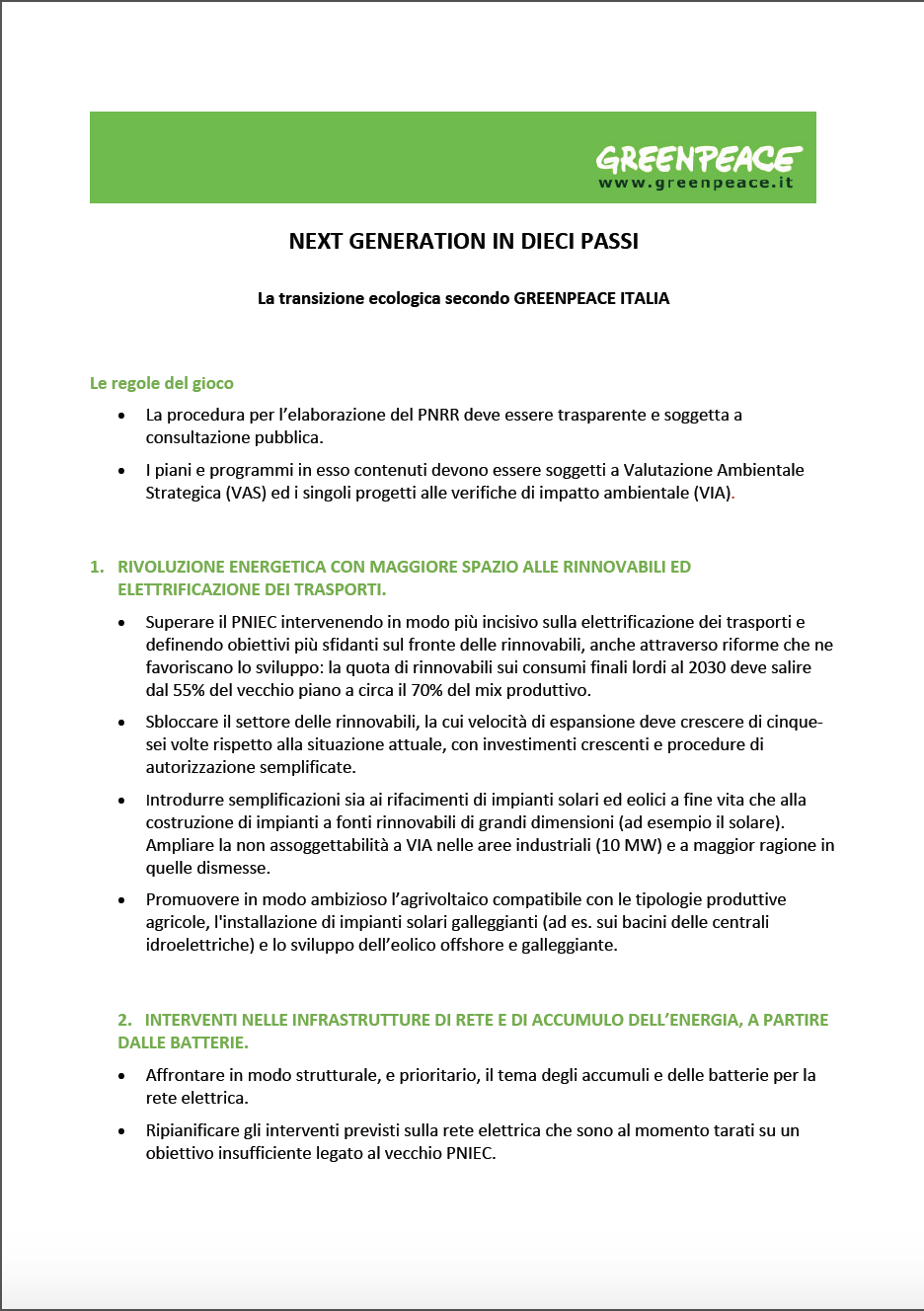 Next generation in dieci passi